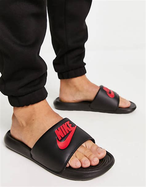 nike slides black and red fake test - Nike slippers fake.